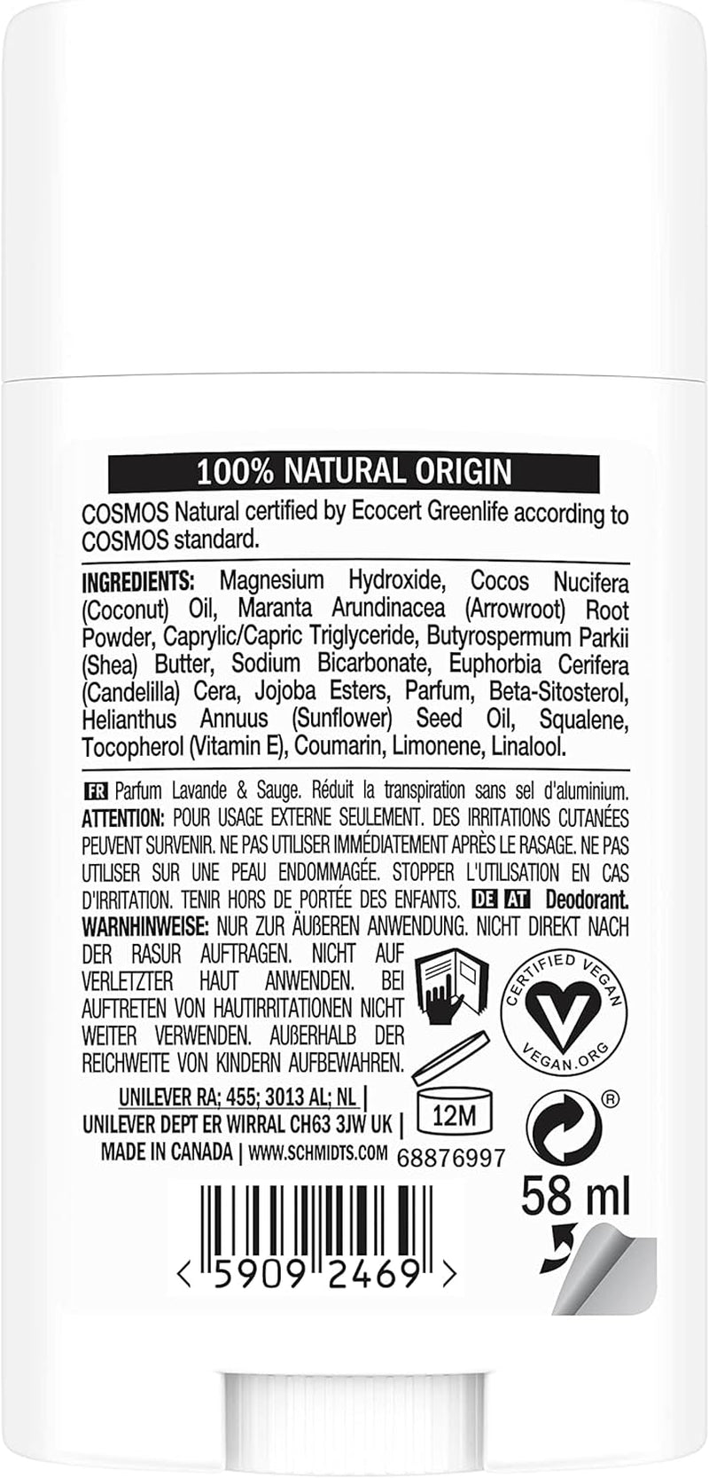 Lavender & Sage Deodorant Stick - 24-Hour Aluminium-Free Protection for All Day Freshness, 75g