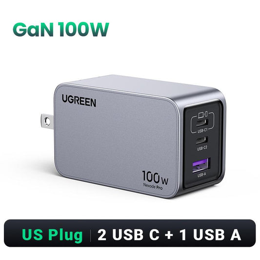 UGREEN 100W GaN Fast Charger: Power Up Your Devices with 2 USB-C and 1 USB-A Ports for Ultimate Convenience