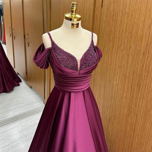 ROSES Spaghetti Strap V Neck Grape Formal Event Dress Customized for Special Occasions - ROYAL EQUIPS